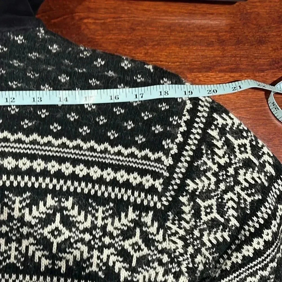 Jones New York Womens Cardigan Black/Cream L Y2K Vintage Fair Isle Zip Front EUC - Picture 14 of 15